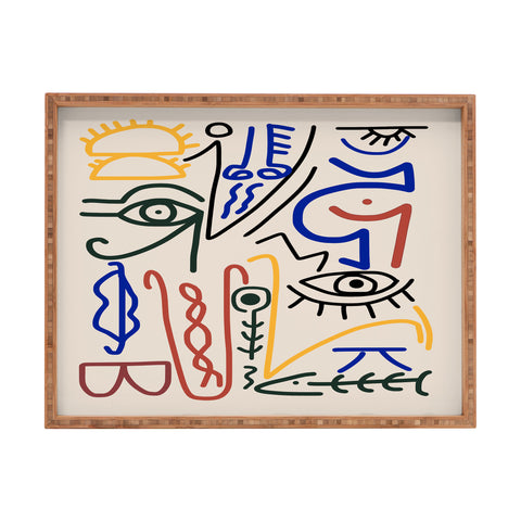 Little Dean Abstract line art symbol Rectangular Tray