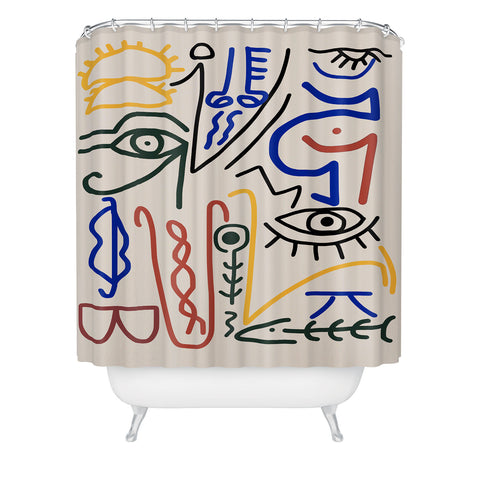 Little Dean Abstract line art symbol Shower Curtain