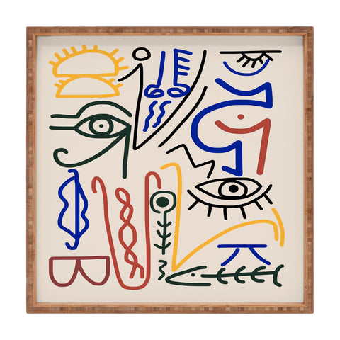 Little Dean Abstract line art symbol Square Tray