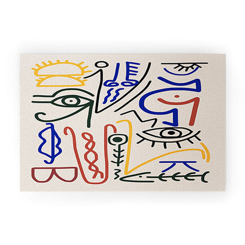 Little Dean Abstract line art symbol Welcome Mat