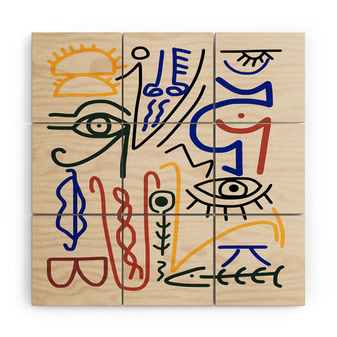 Little Dean Abstract line art symbol Wood Wall Mural