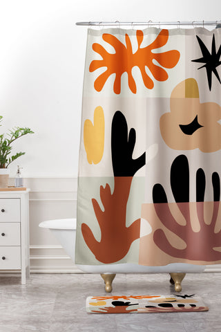 Little Dean Abstract shape collage Shower Curtain And Mat