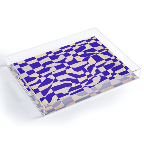 Little Dean Blue coral checkered mosaic Acrylic Tray
