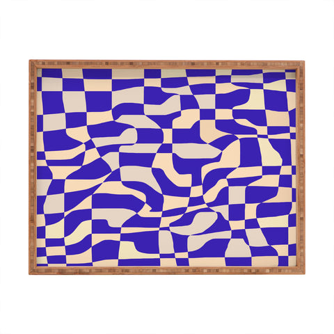 Little Dean Blue coral checkered mosaic Rectangular Tray