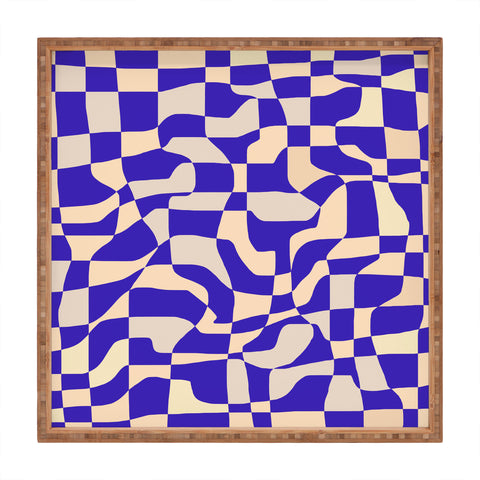 Little Dean Blue coral checkered mosaic Square Tray