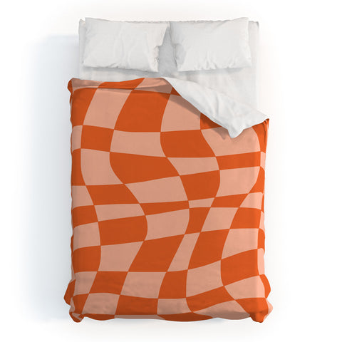 Little Dean Checkered beige and orange Duvet Cover