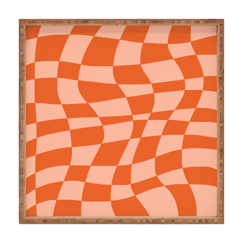 Little Dean Checkered beige and orange Square Tray