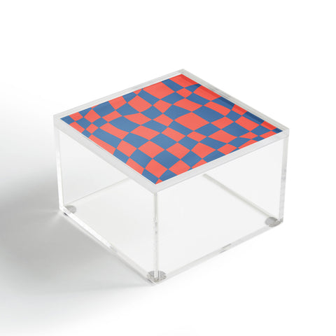 Little Dean Checkered pink and blue Acrylic Box