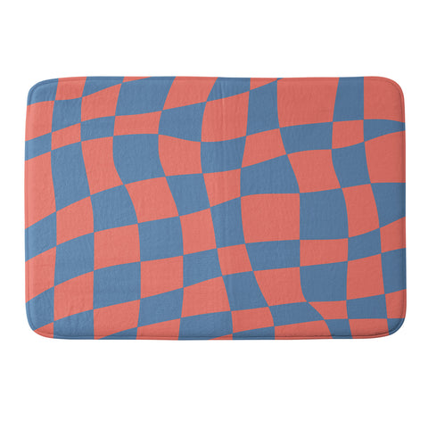 Little Dean Checkered pink and blue Memory Foam Bath Mat