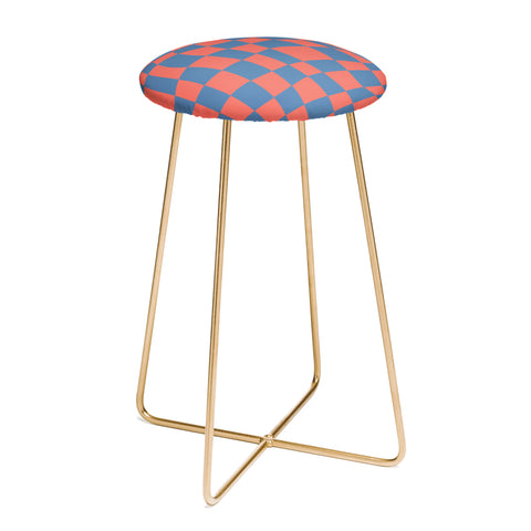 Little Dean Checkered pink and blue Counter Stool