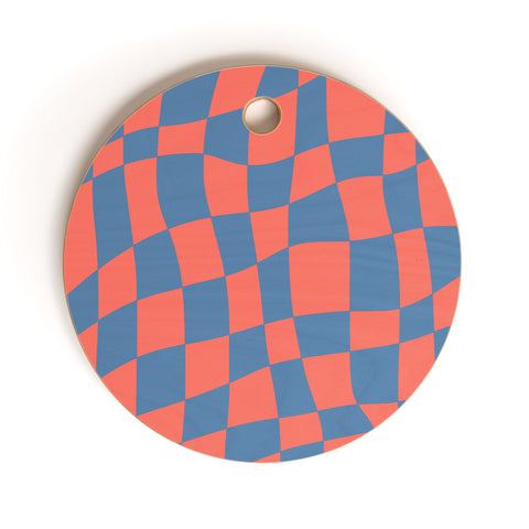 Little Dean Checkered pink and blue Cutting Board Round