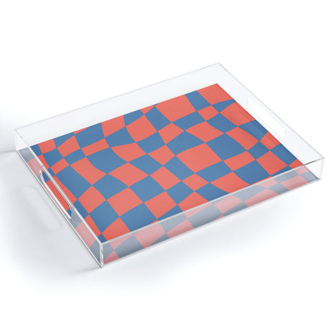 Little Dean Checkered pink and blue Acrylic Tray