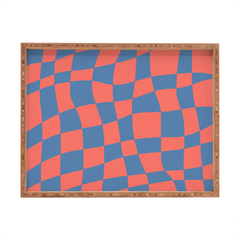 Little Dean Checkered pink and blue Rectangular Tray