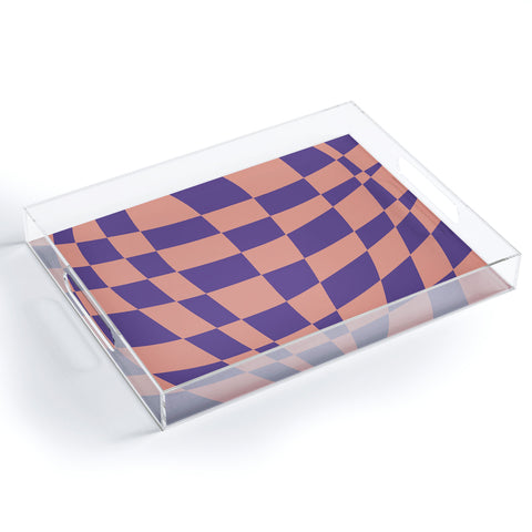 Little Dean Checkered pink and purple Acrylic Tray