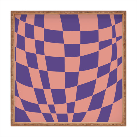 Little Dean Checkered pink and purple Square Tray