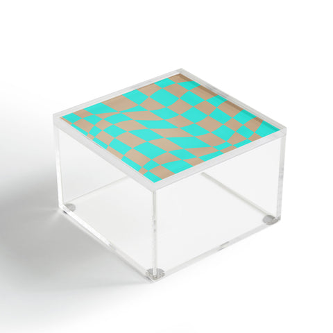 Little Dean Checkered turquoise and brown Acrylic Box