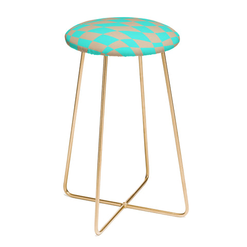 Little Dean Checkered turquoise and brown Counter Stool