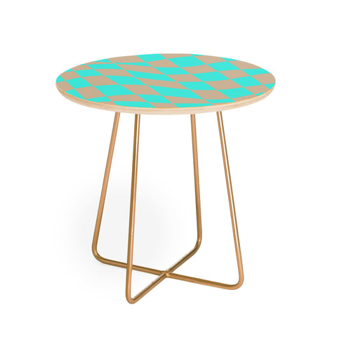 Little Dean Checkered turquoise and brown Round Side Table