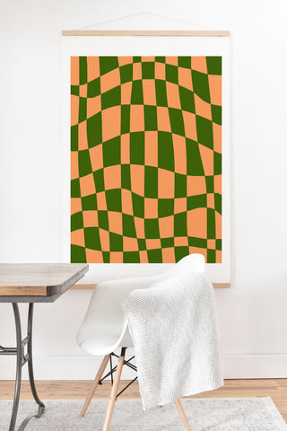Little Dean Checkered yellow and green Art Print And Hanger