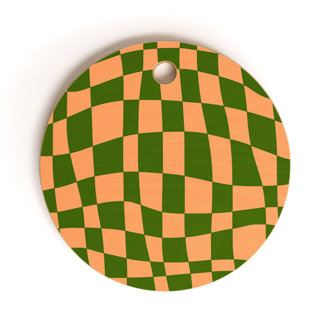 Little Dean Checkered yellow and green Cutting Board Round