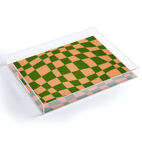 Little Dean Checkered yellow and green Acrylic Tray