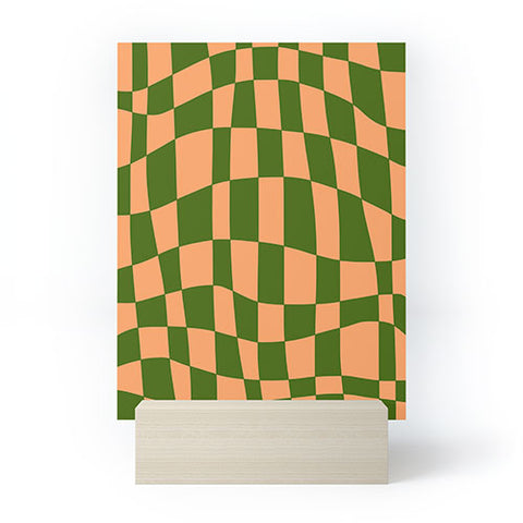 Little Dean Checkered yellow and green Mini Art Print