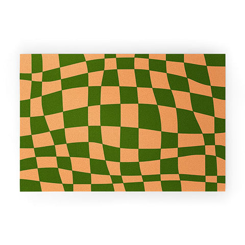 Little Dean Checkered yellow and green Welcome Mat