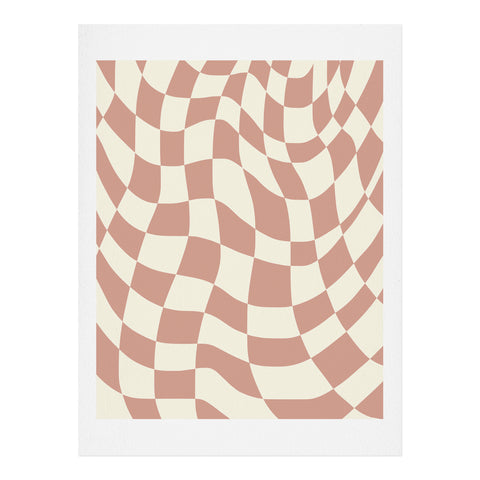 Little Dean Checkers coral summer beach Art Print
