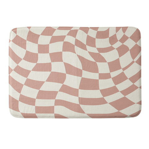 Little Dean Checkers coral summer beach Memory Foam Bath Mat