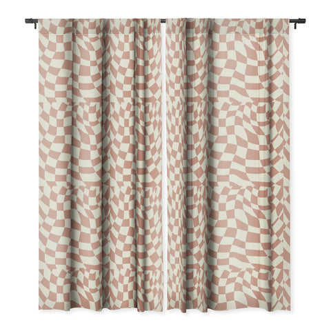 Little Dean Checkers coral summer beach Blackout Window Curtain