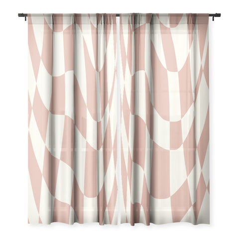 Little Dean Checkers coral summer beach Sheer Non Repeat