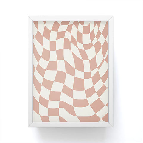 Little Dean Checkers coral summer beach Framed Mini Art Print