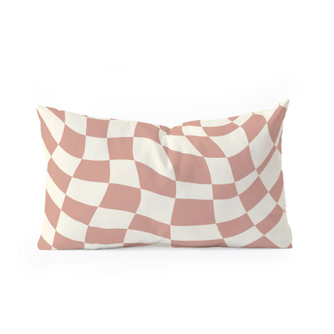 Little Dean Checkers coral summer beach Oblong Throw Pillow