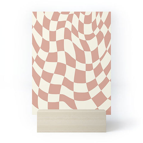 Little Dean Checkers coral summer beach Mini Art Print