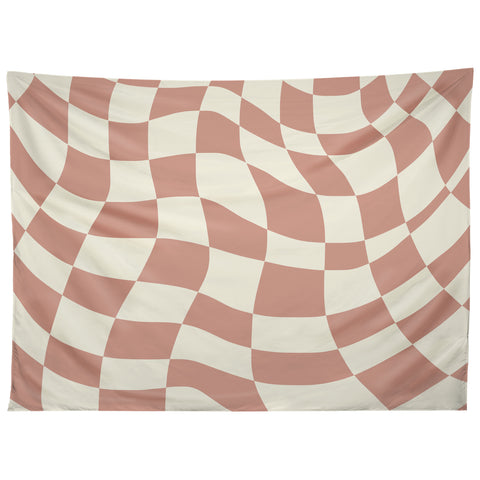 Little Dean Checkers coral summer beach Tapestry