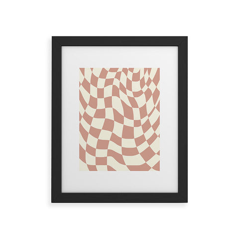 Little Dean Checkers coral summer beach Framed Art Print