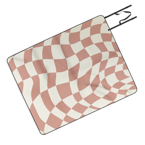 Little Dean Checkers coral summer beach Picnic Blanket