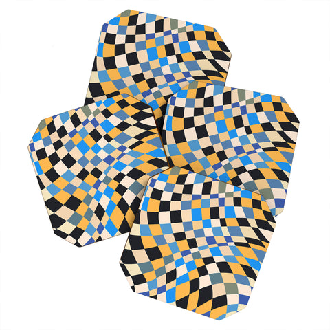 Little Dean Checkers in blue black yellow Coaster Set