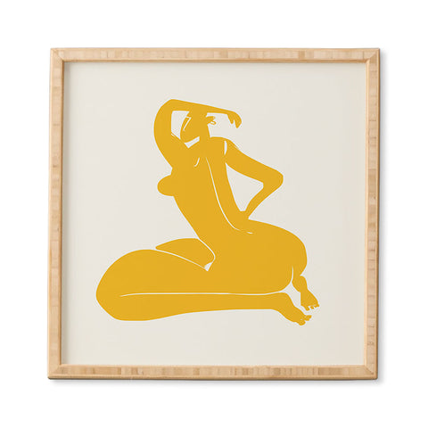 Little Dean Curvy nude in yellow Framed Wall Art