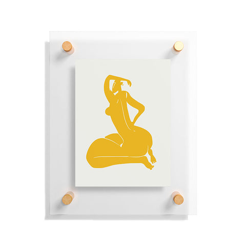 Little Dean Curvy nude in yellow Floating Acrylic Print