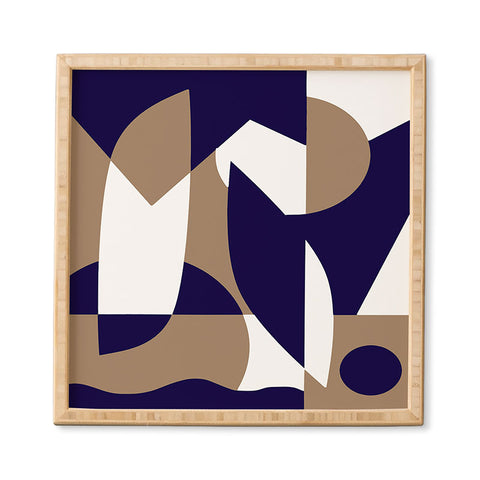 Little Dean Geometric pattern in navy Framed Wall Art