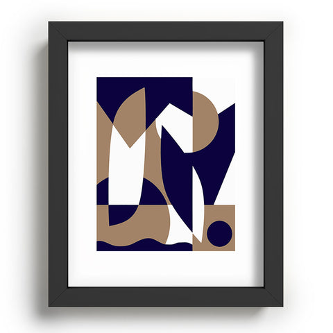 Little Dean Geometric pattern in navy Recessed Framing Rectangle