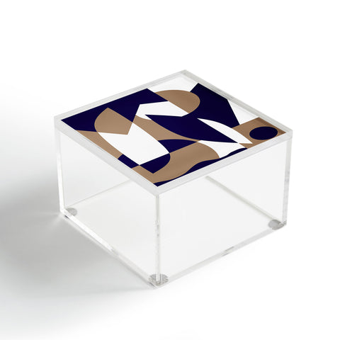 Little Dean Geometric pattern in navy Acrylic Box