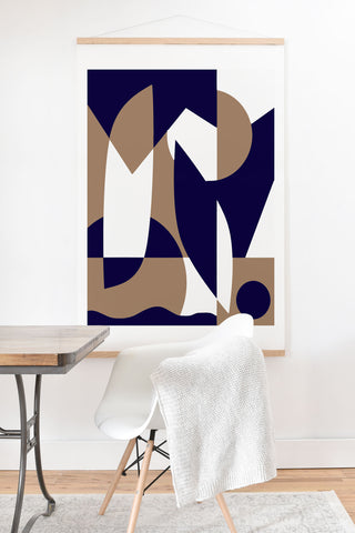 Little Dean Geometric pattern in navy Art Print And Hanger