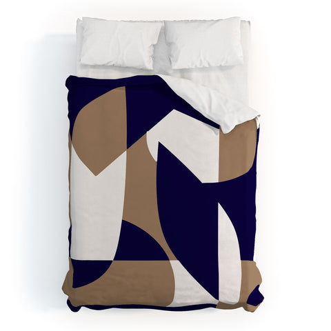 Little Dean Geometric pattern in navy Duvet Cover