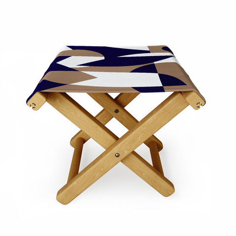 Little Dean Geometric pattern in navy Folding Stool