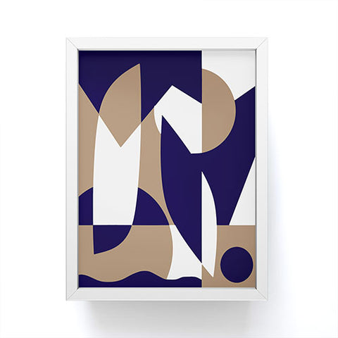 Little Dean Geometric pattern in navy Framed Mini Art Print