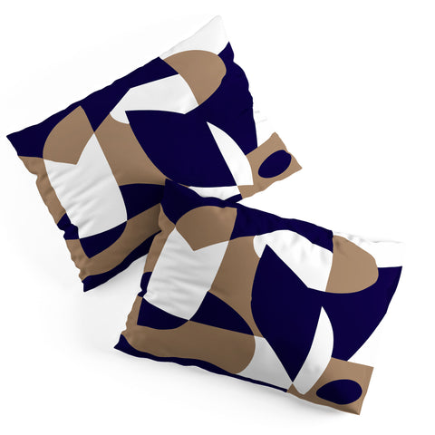 Little Dean Geometric pattern in navy Pillow Shams
