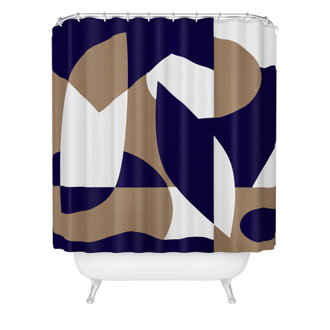 Little Dean Geometric pattern in navy Shower Curtain