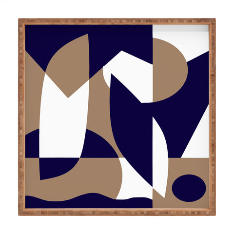 Little Dean Geometric pattern in navy Square Tray